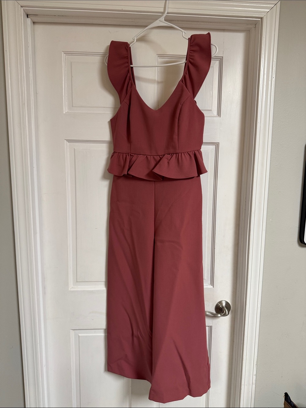 Women's Mauve Ruffle-Waist long romper